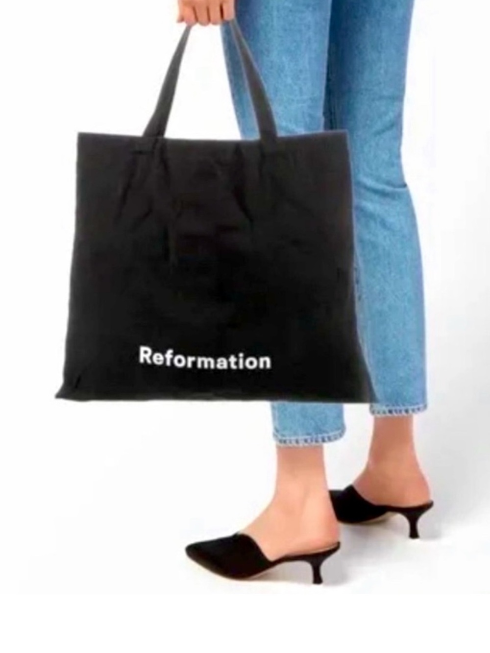 Reformation Black large canvas Tote